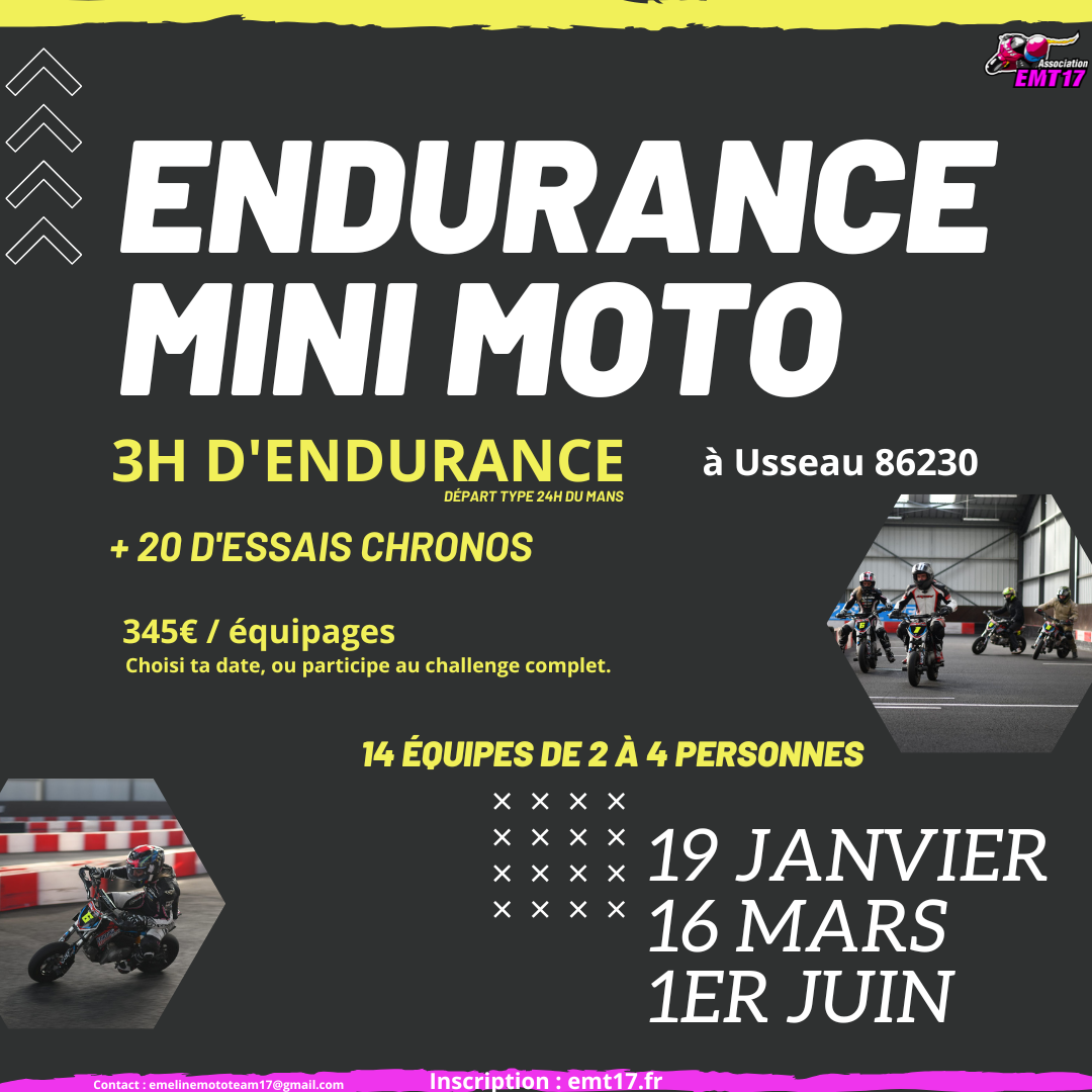 course de mini moto sur le circuit de usseau avec association emt17